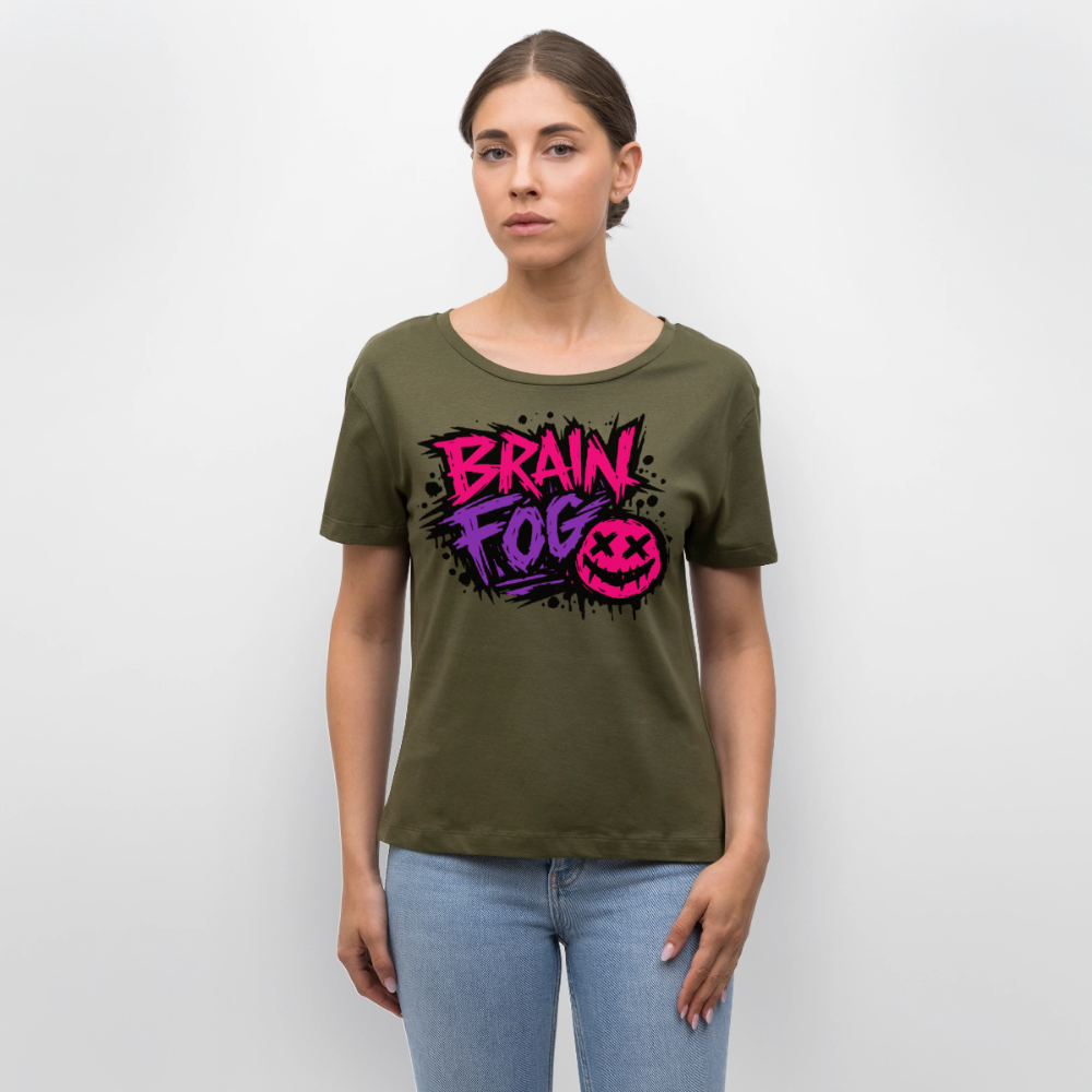 Brain Fog design – Rundhals Frauen Bio-T-Shirt - Khaki