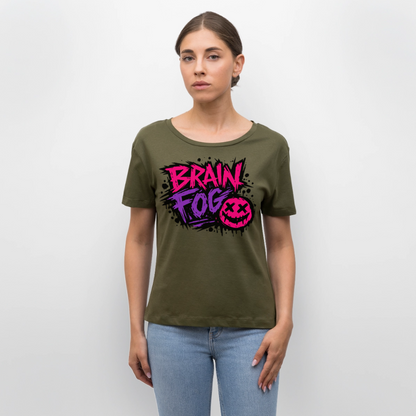 Brain Fog design – Rundhals Frauen Bio-T-Shirt - Khaki
