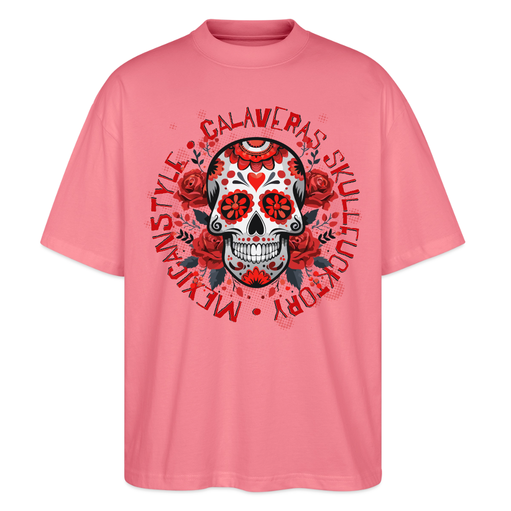 Sugar Skull Rosen Design - Oversized Unisex Bio T-Shirt - Pink 