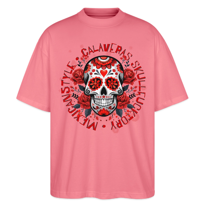Sugar Skull Rosen Design - Oversized Unisex Bio T-Shirt - Pink 
