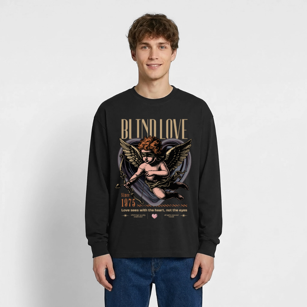 Blind Love Design – Oversized Langarmshirt - Schwarz
