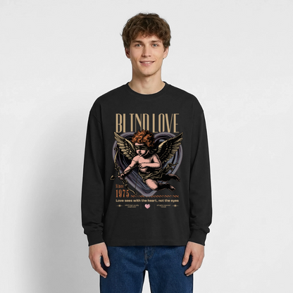 Blind Love Design – Oversized Langarmshirt - Schwarz