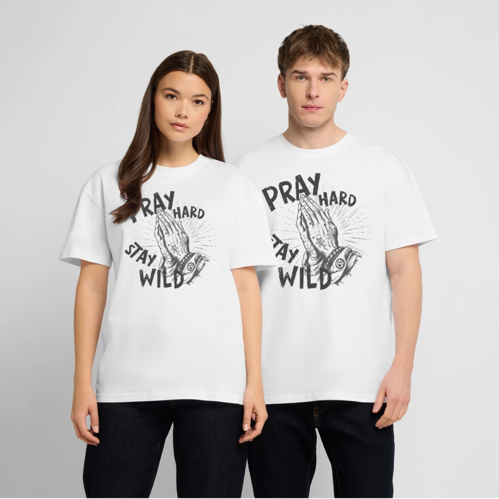 Pray Hard Design – Unisex Bio T-Shirt - Weiß