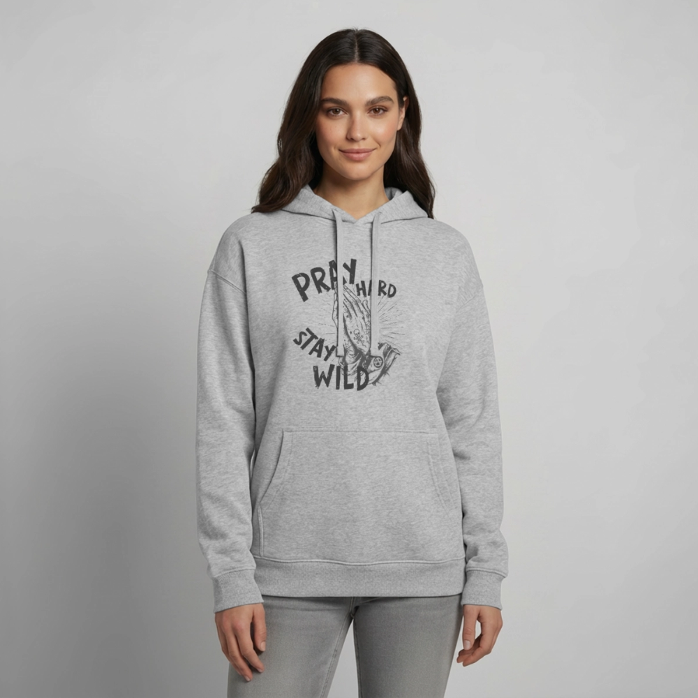 Pray Hard Design – Oversized Unisex Hoodie - Grau meliert