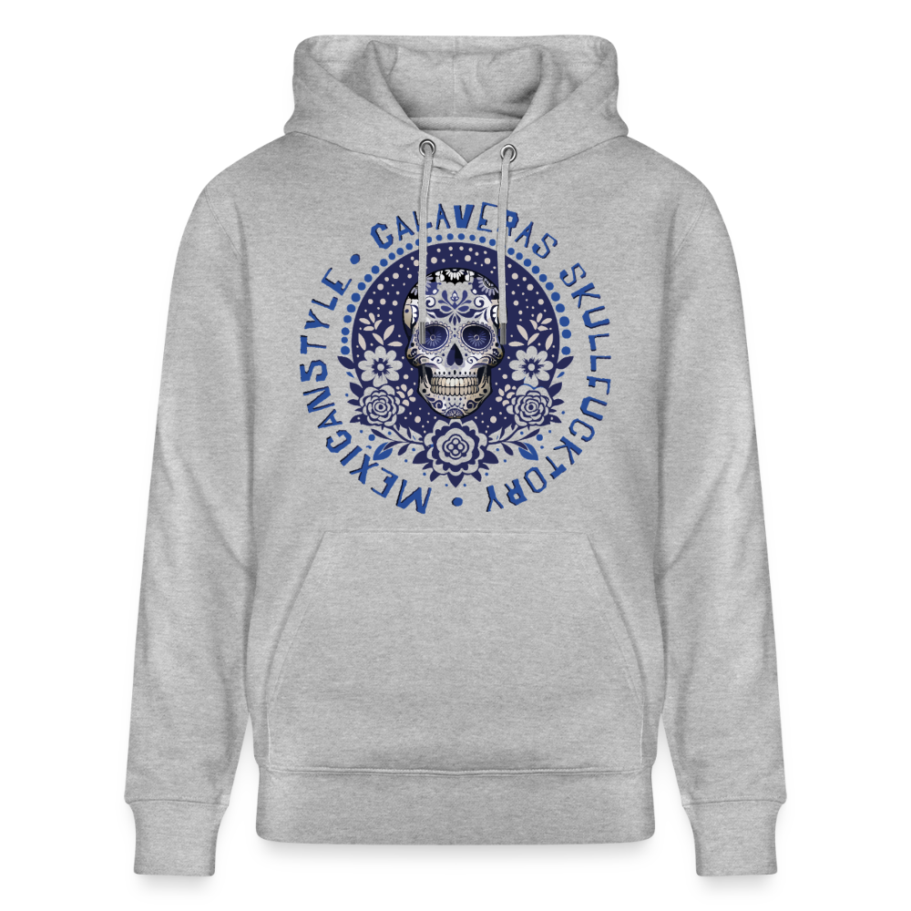 Sugar Skull Blau Design – Unisex Bio-Hoodie - Grau meliert