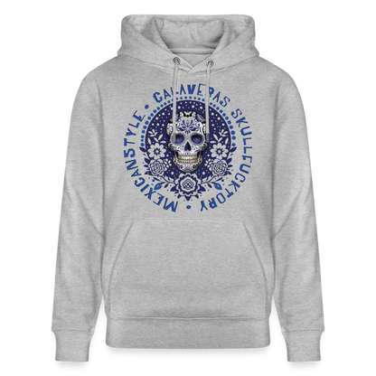 Sugar Skull Blau Design – Unisex Bio-Hoodie - Grau meliert