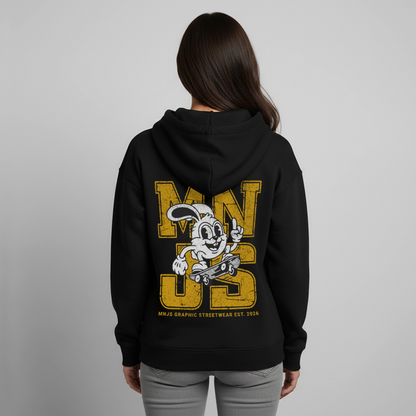 Skate Bunny Design – Oversized Unisex Hoodie - Schwarz