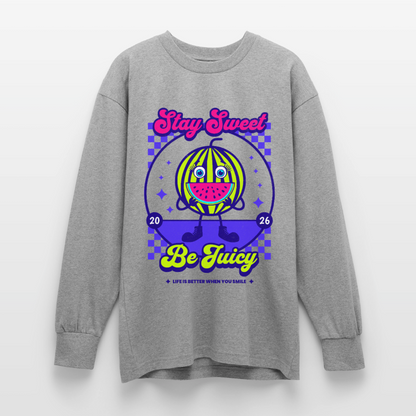 Stay Sweet Design – Oversized Langarmshirt - Grau meliert