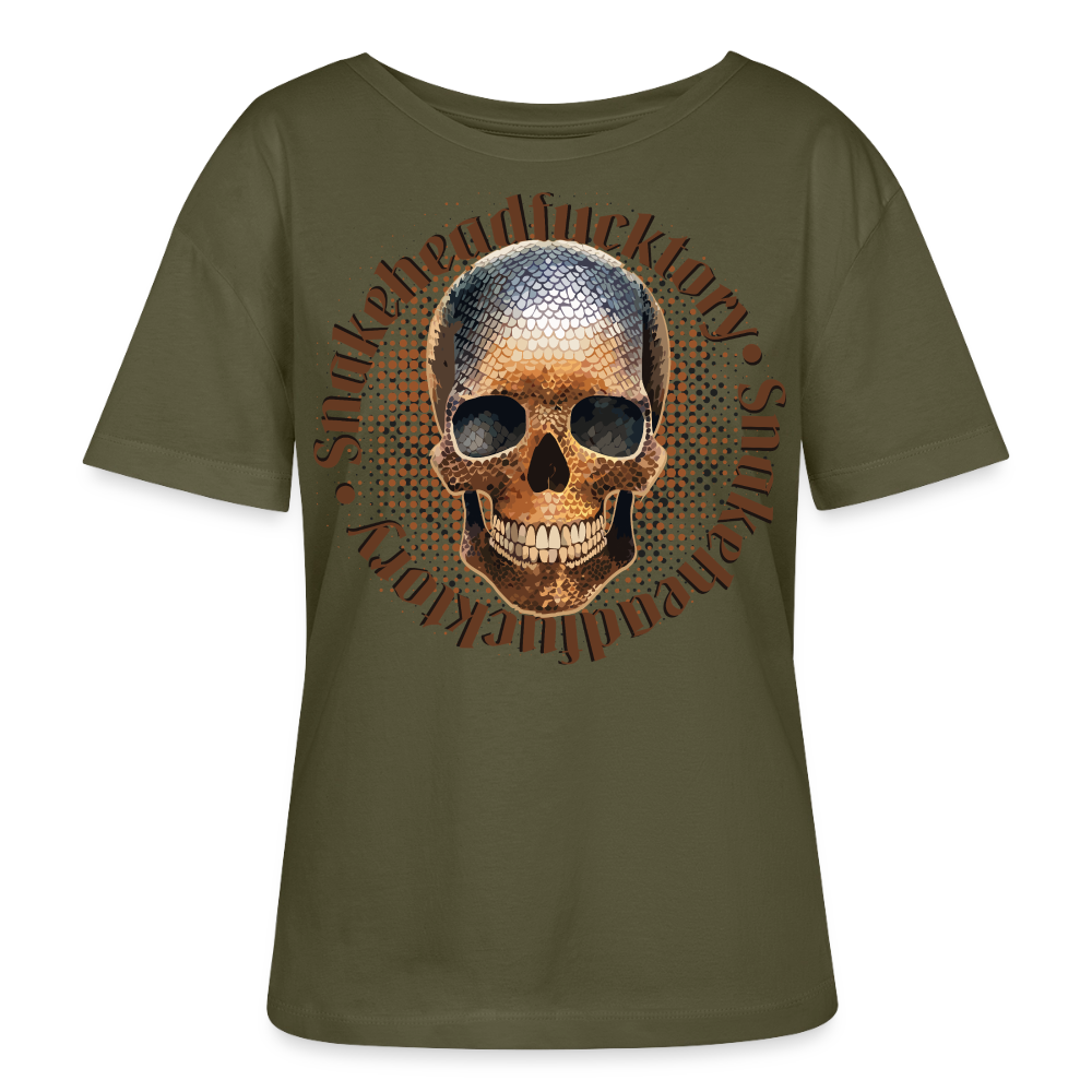 Sande Skull Design – Rundhals Frauen Bio-T-Shirt - Khaki