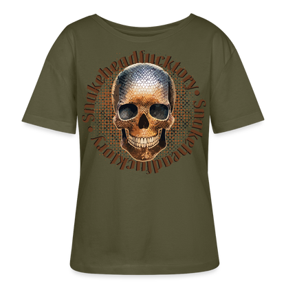 Sande Skull Design – Rundhals Frauen Bio-T-Shirt - Khaki