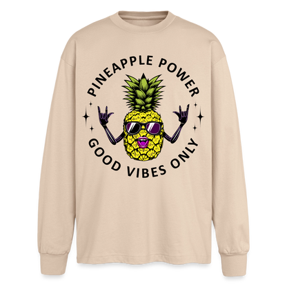 Pineapple Power Design – Oversized Langarmshirt - Sand