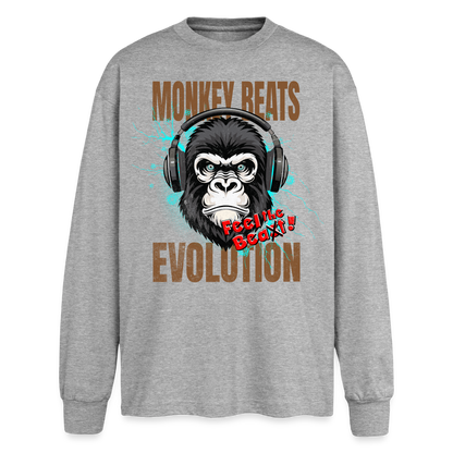 Monkey Beats Design – Oversized Langarmshirt - Grau meliert