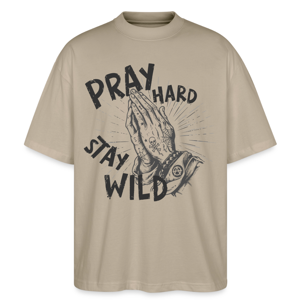 Pray Hard Design – Unisex Bio T-Shirt - Steingrau