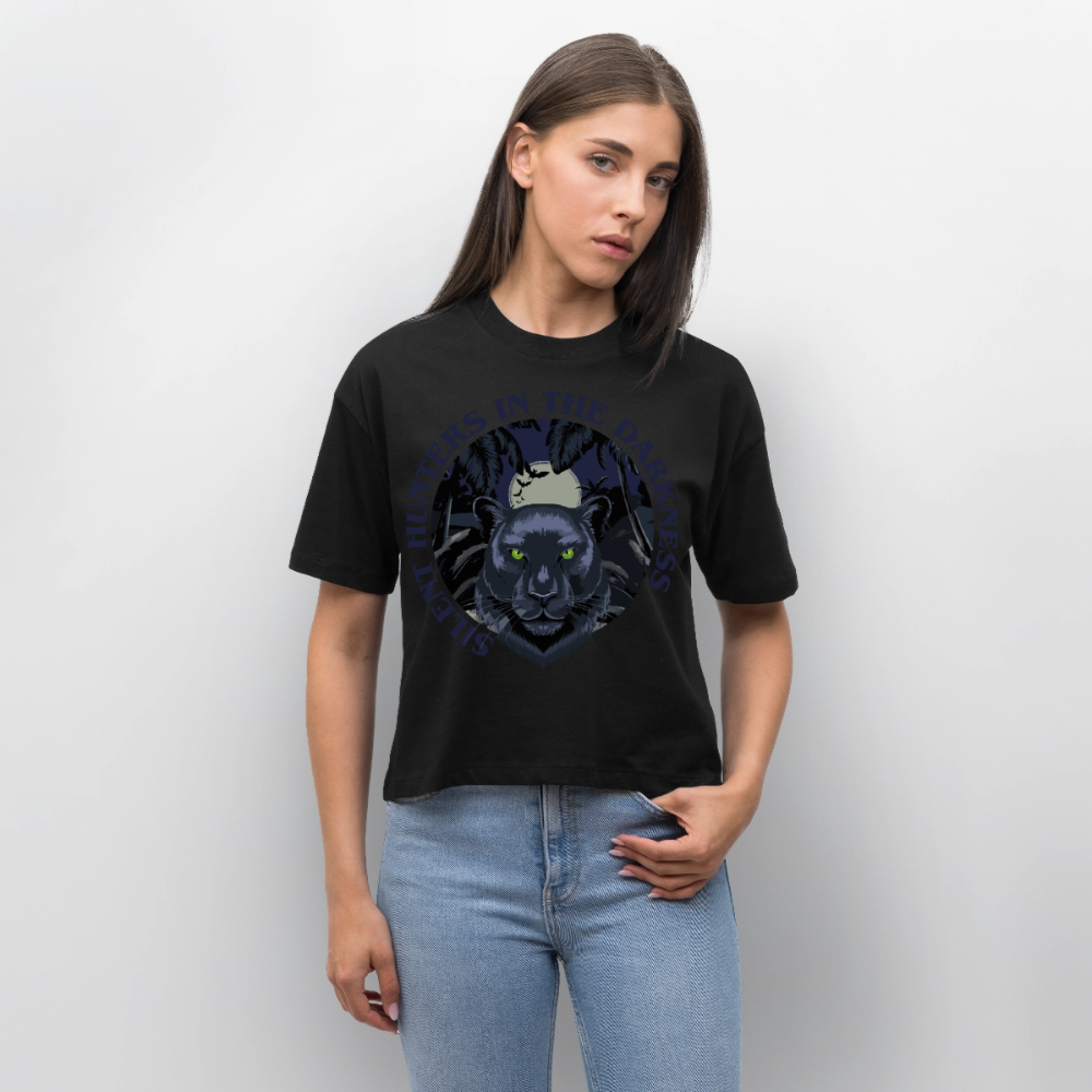 Silent Hunter Design – Frauen Boxy Bio-T-Shirt - Schwarz