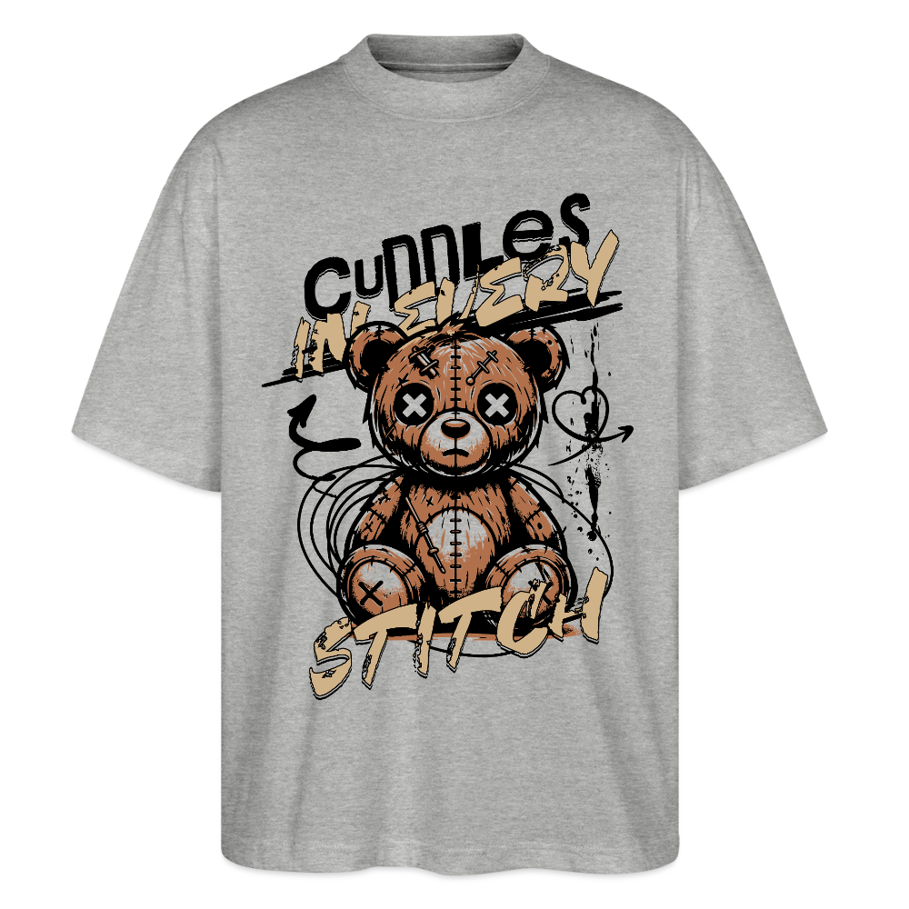 Bear Design – Oversized Unisex Bio T-Shirt - Grau meliert