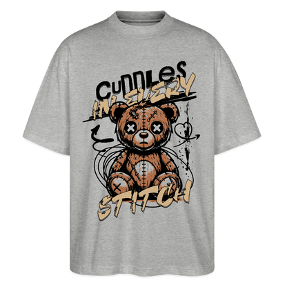 Bear Design – Oversized Unisex Bio T-Shirt - Grau meliert