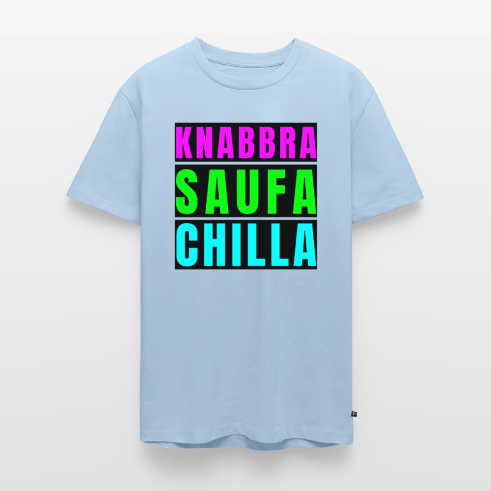 Knabbra Saufa Chilla Design – Männer Premium T-Shirt - Hellblau