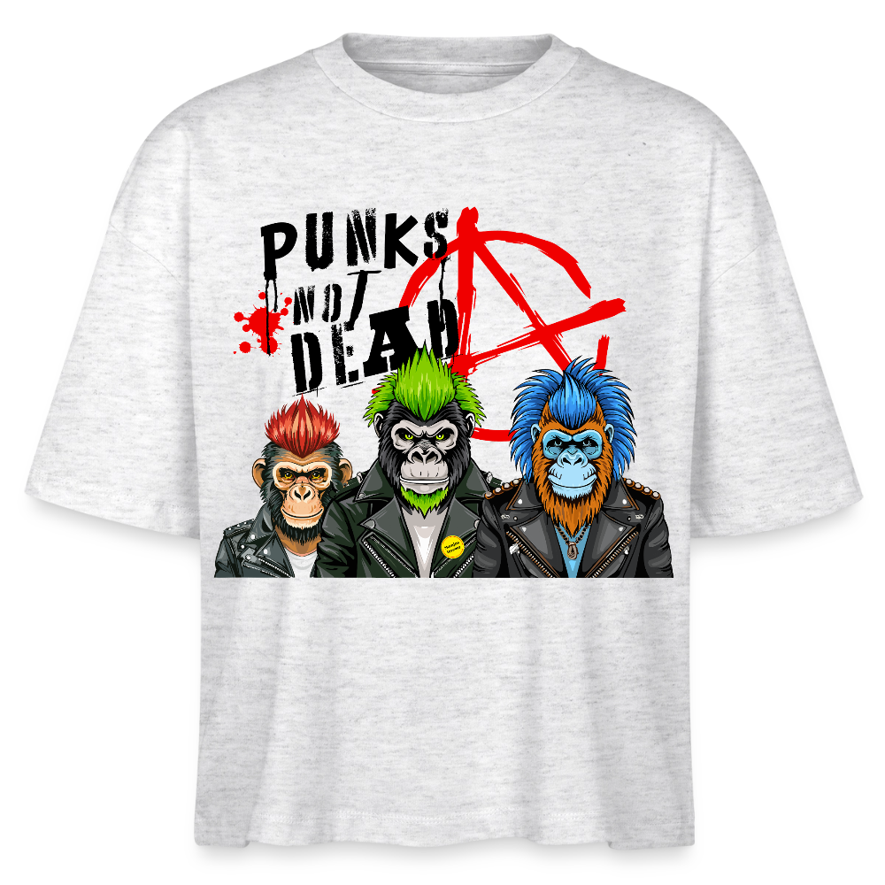 Punks Not Dead Design – Frauen Boxy Bio-T-Shirt - Weiß meliert