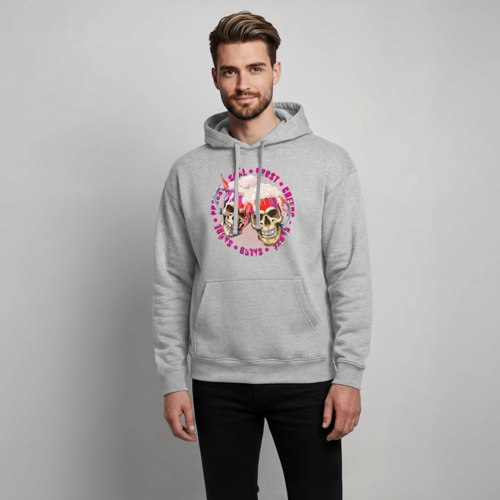 Party Skull Design Pink – Oversized Unisex Hoodie - Grau meliert