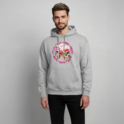 Party Skull Design Pink – Oversized Unisex Hoodie - Grau meliert