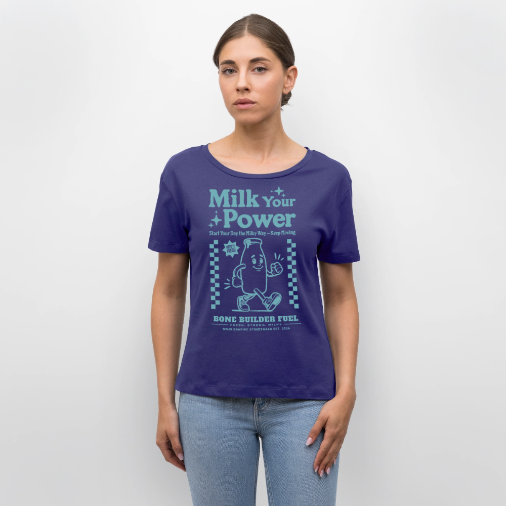 Milk Your Power Design – Rundhals Frauen Bio-T-Shirt - Dämmerung