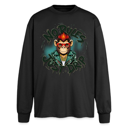Monkey No Rules Design – Oversized Langarmshirt - Schwarz