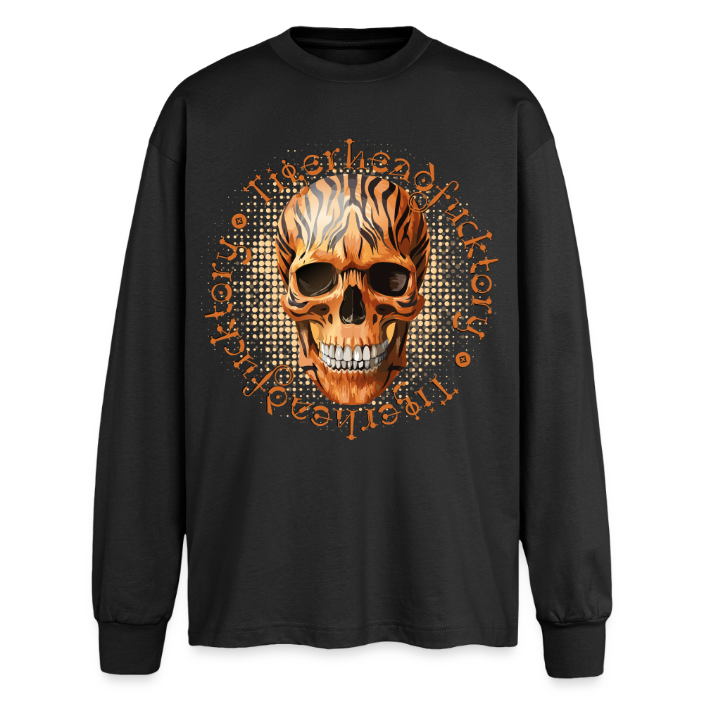 Tiger Skull Design – Oversized Langarmshirt - Schwarz
