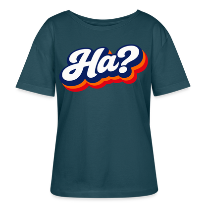 Ha? Design – Rundhals Frauen Bio-T-Shirt - Dunkles Petrol
