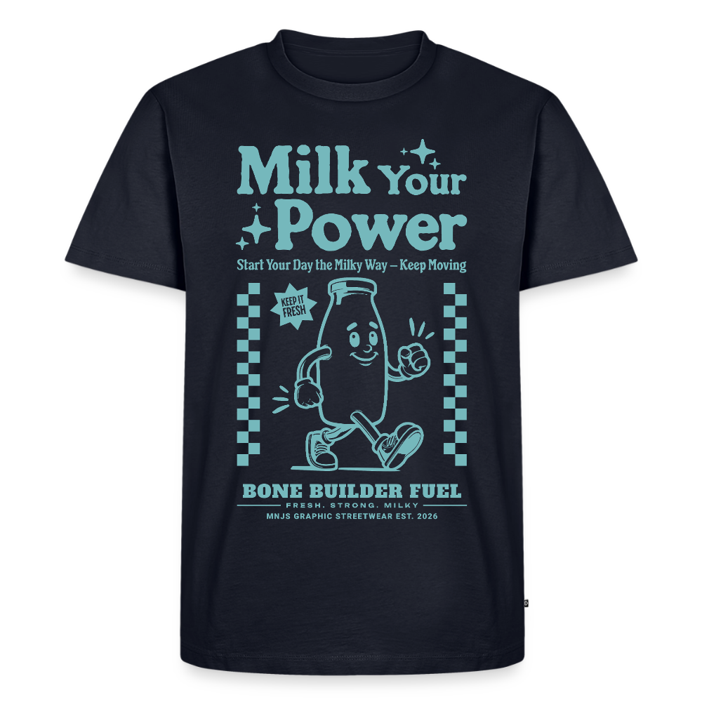 Milk Your Power Design – Männer Premium T-Shirt - Navy