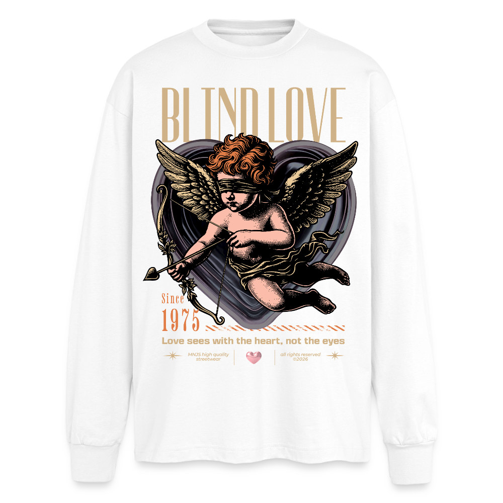 Blind Love Design – Oversized Langarmshirt - Weiß
