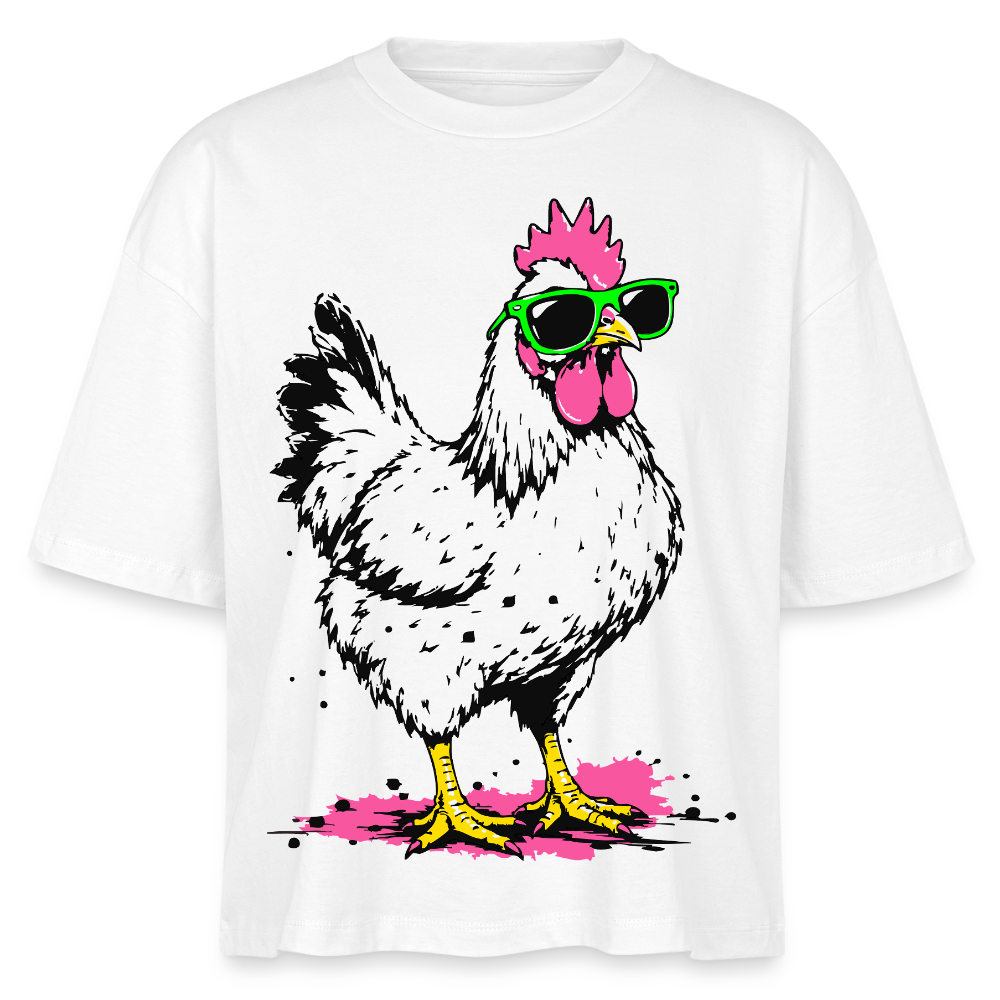 Street Chicken Design – Frauen Boxy Bio-T-Shirt - Weiß