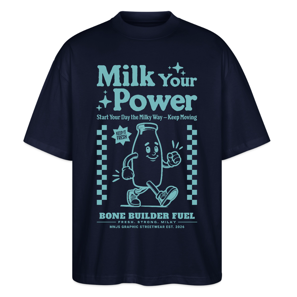 Milk Your Power Design – Oversized Unisex Bio T-Shirt - Navy