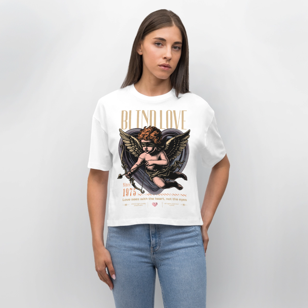 Blind Love Design – Frauen Boxy Bio-T-Shirt - Weiß