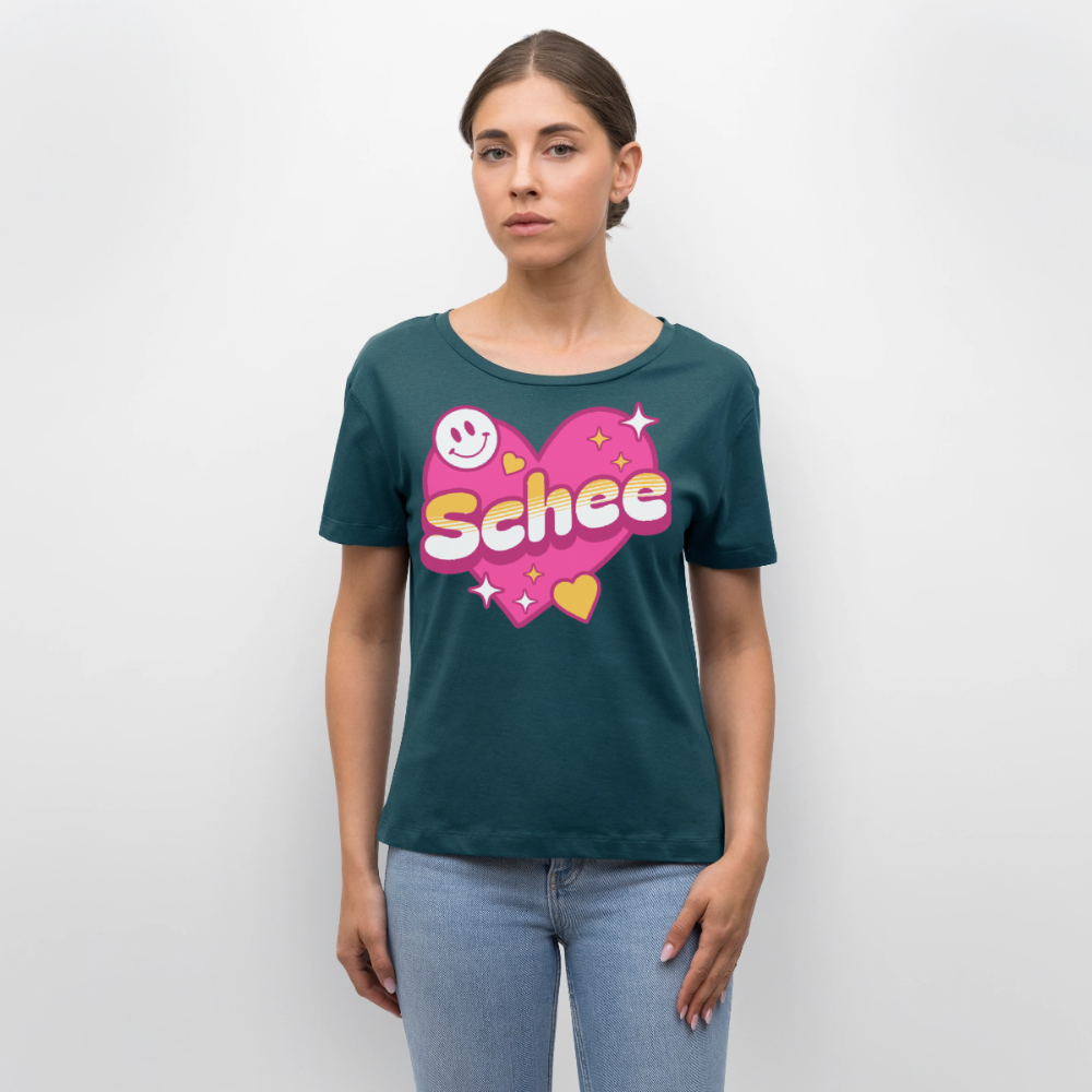 Schnee Design – Rundhals Frauen Bio-T-Shirt - Dunkles Petrol
