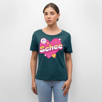 Schnee Design – Rundhals Frauen Bio-T-Shirt - Dunkles Petrol