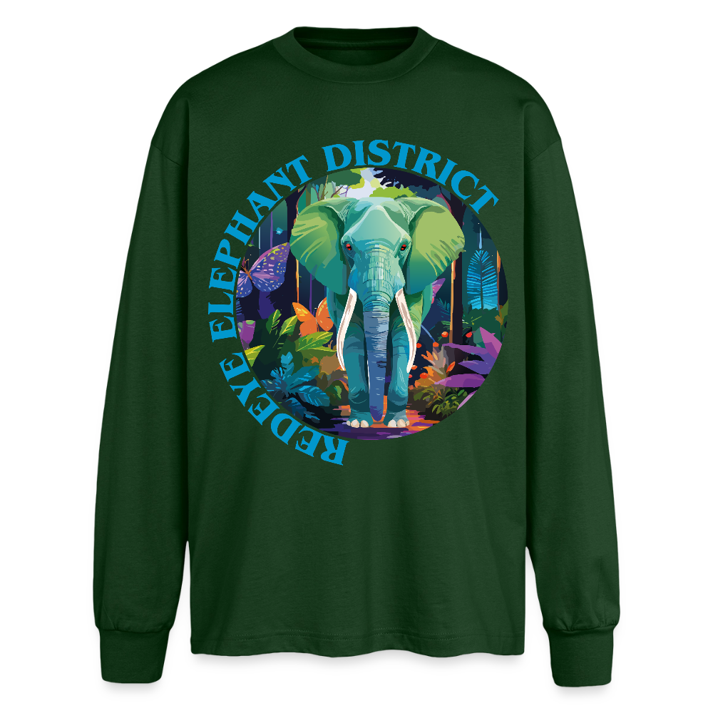 Elephant Design – Oversized Langarmshirt - Flaschengrün