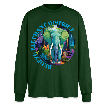 Elephant Design – Oversized Langarmshirt - Flaschengrün