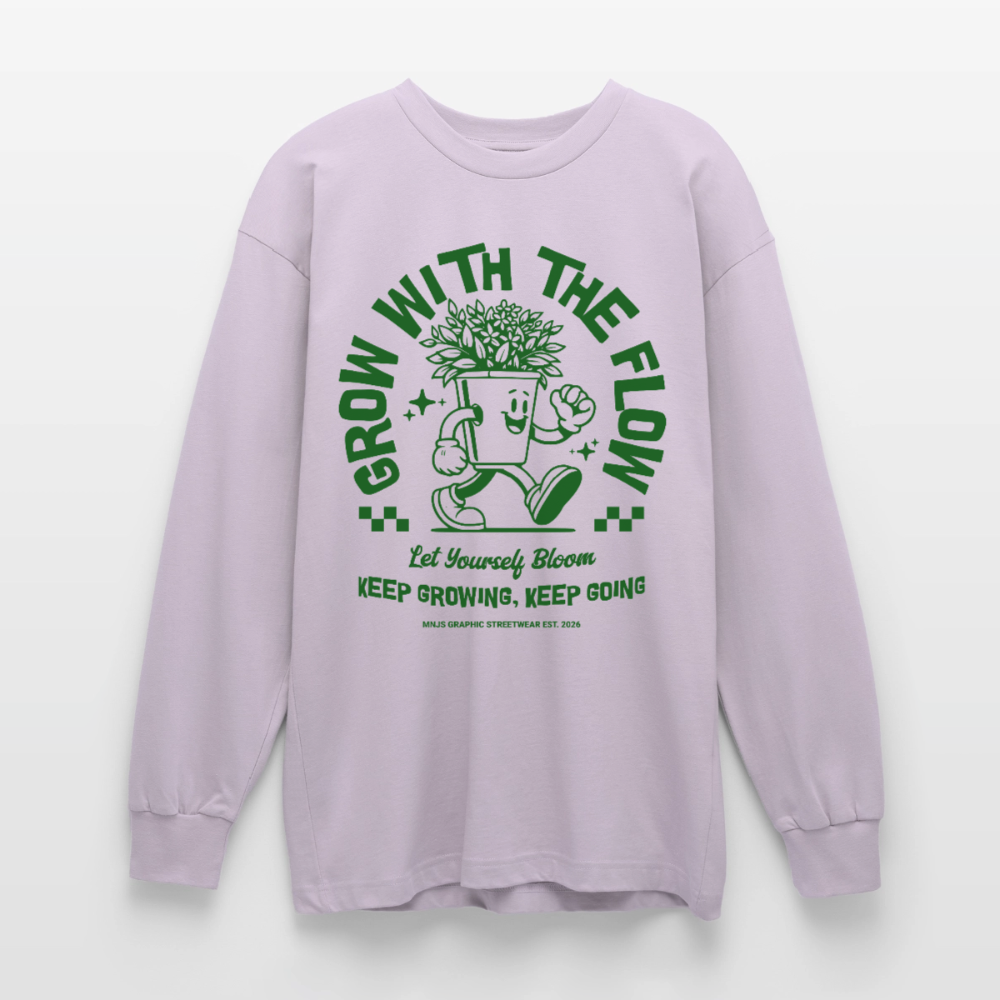 Keep Growing Design – Oversized Langarmshirt - verblasstes Lila