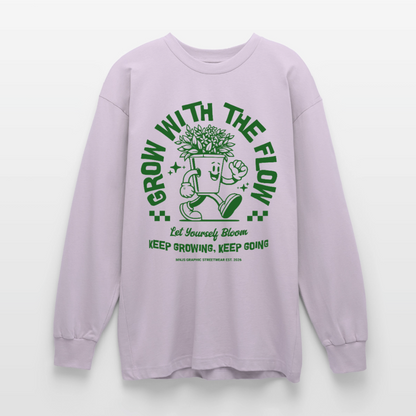 Keep Growing Design – Oversized Langarmshirt - verblasstes Lila