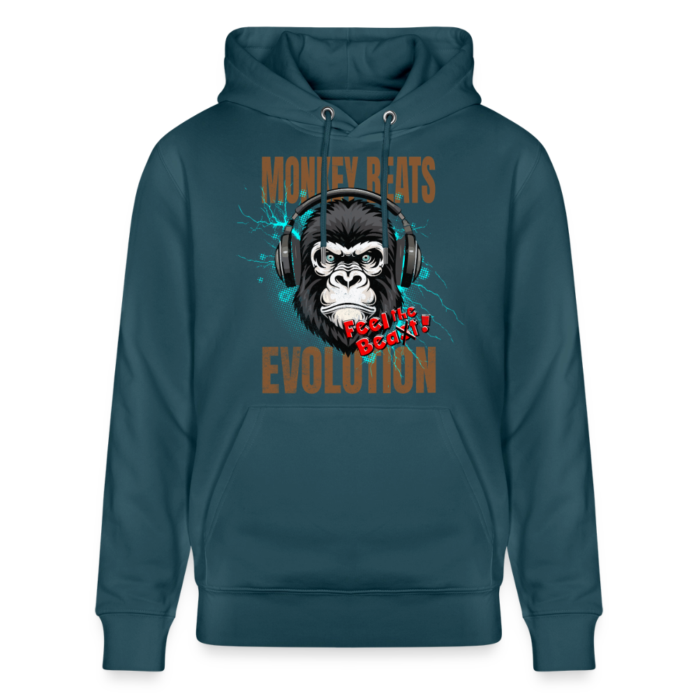 Monkey Beats Design – Unisex Bio-Hoodie - Dunkles Petrol