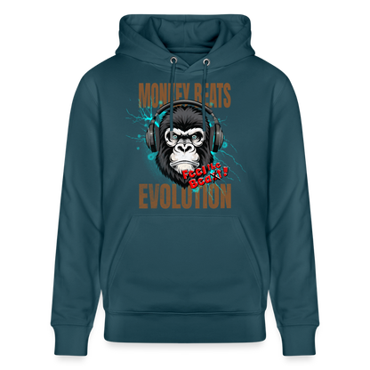 Monkey Beats Design – Unisex Bio-Hoodie - Dunkles Petrol