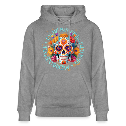 Sugar Skull Blumen Design – Unisex Bio-Hoodie - Hellgrau marmoriert