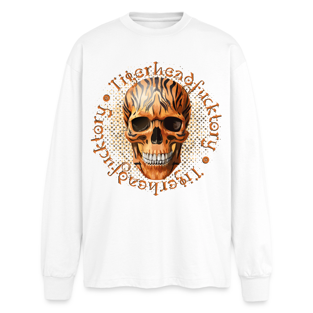 Tiger Skull Design – Oversized Langarmshirt - Weiß