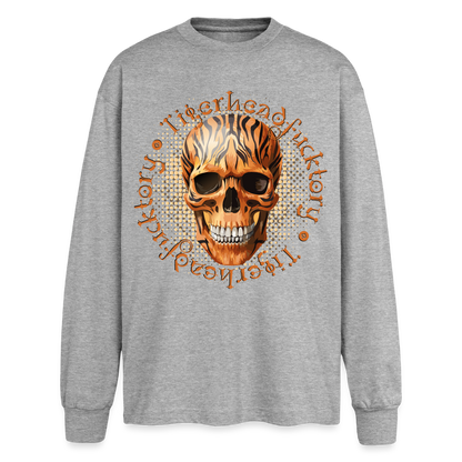 Tiger Skull Design – Oversized Langarmshirt - Grau meliert