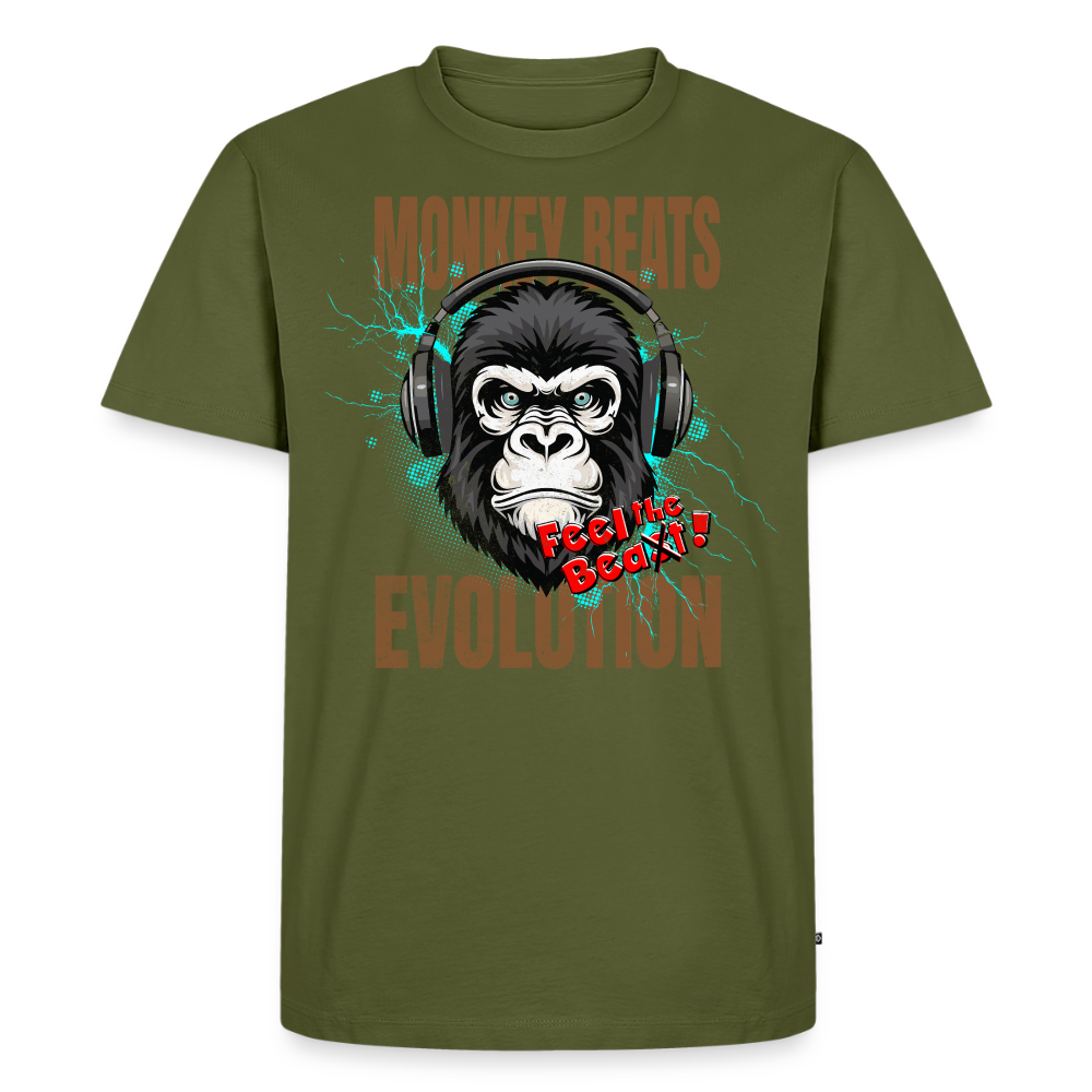 Monkey Beats Design – Männer Premium T-Shirt - Khaki