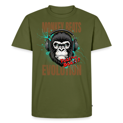 Monkey Beats Design – Männer Premium T-Shirt - Khaki