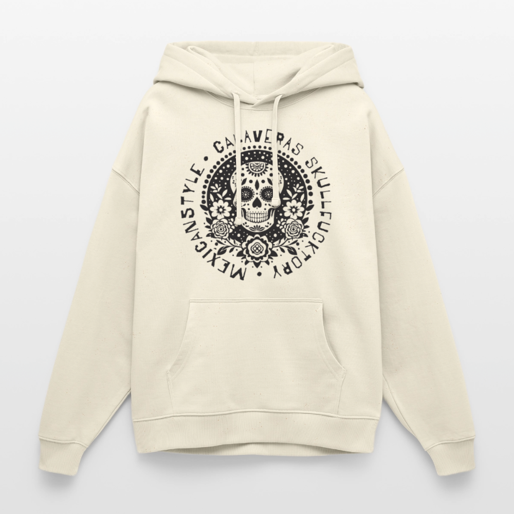Sugar Skull Black Design - Oversized Unisex Hoodie - Natur