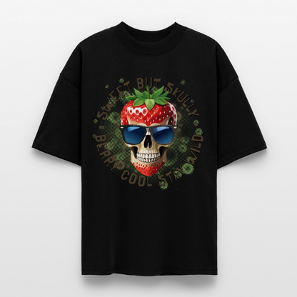 Strawberry Skull Design – Oversized Unisex Bio T-Shirt - Schwarz