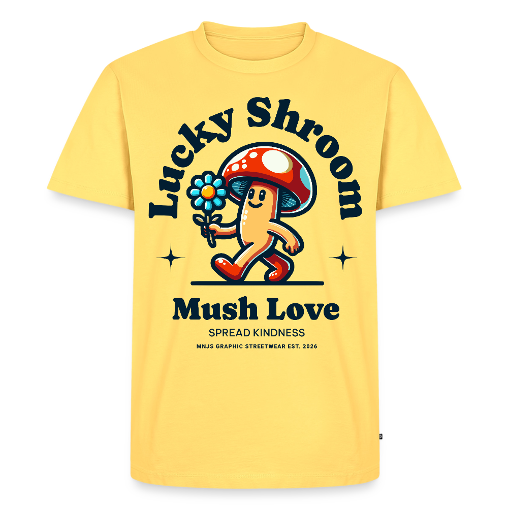 Lucky Shroom Design – Männer Premium T-Shirt - Pastellgelb