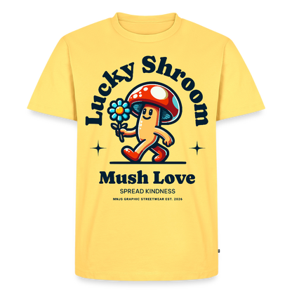 Lucky Shroom Design – Männer Premium T-Shirt - Pastellgelb